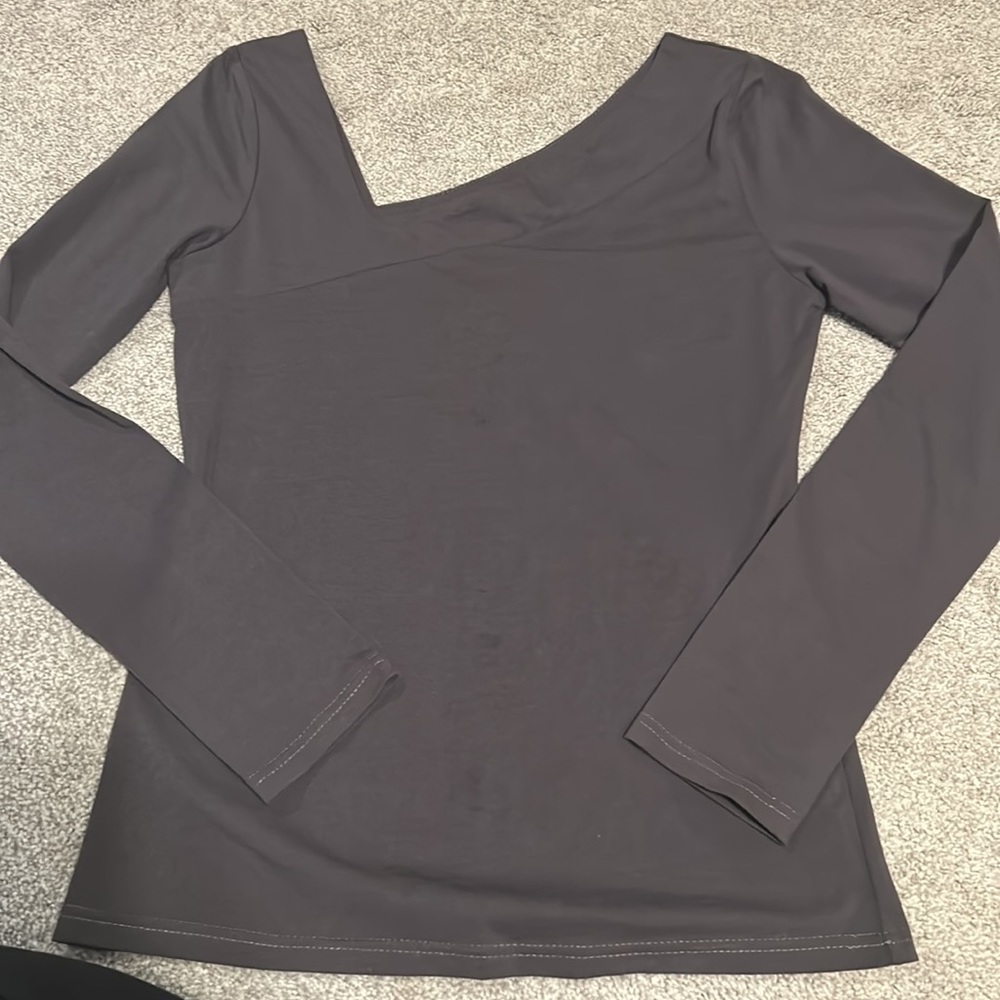 NWT PattyBoutik Sx L Asymmetrical Neck Long Sleeve Top